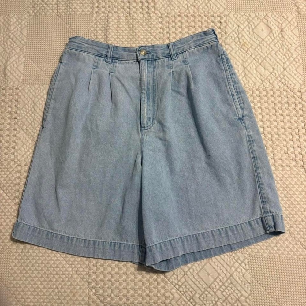 VTG Mountain Lake Baby Blue Denim Dad Shorts